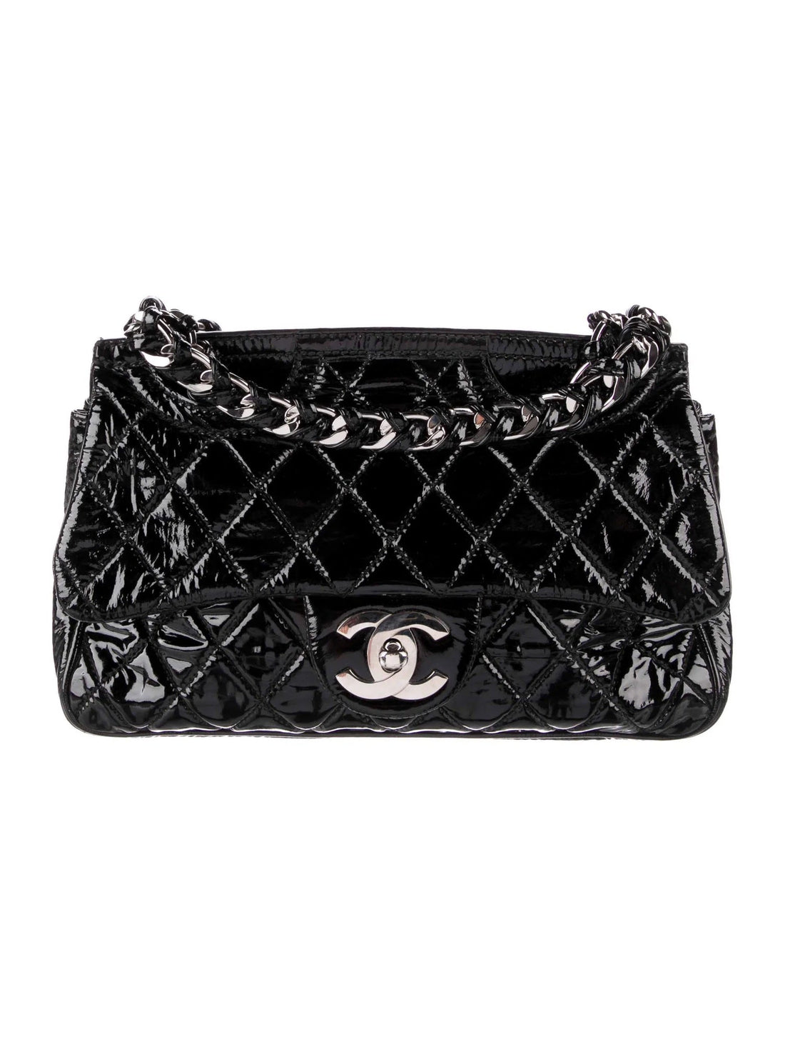 CHANEL QUILTED PATENT LEATHER DAY GLO FLAP BAG