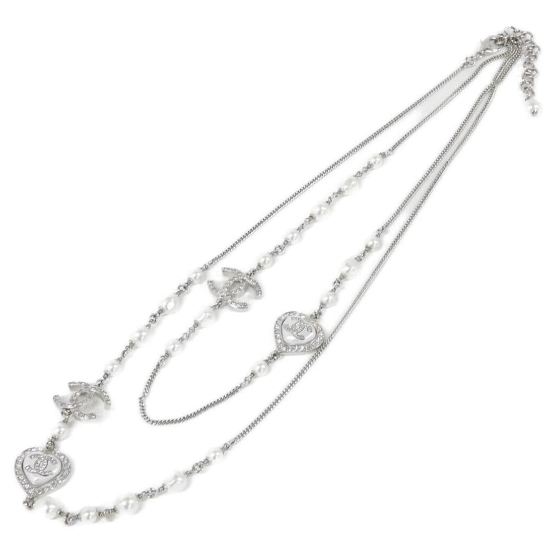 CHANEL TIMELESS CRYSTAL HEART PEARL LONG NECKLACE