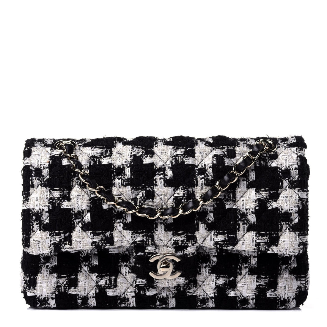CHANEL QUILTED TWEED MEDIUM DOUBLE FLAP BAG