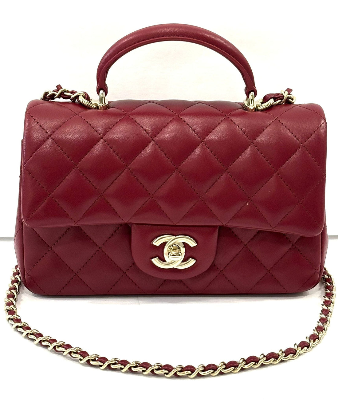 CHANEL QUILTED LAMBSKIN  RECTANGULAR MINI FLAP TOP HANDLE BAG