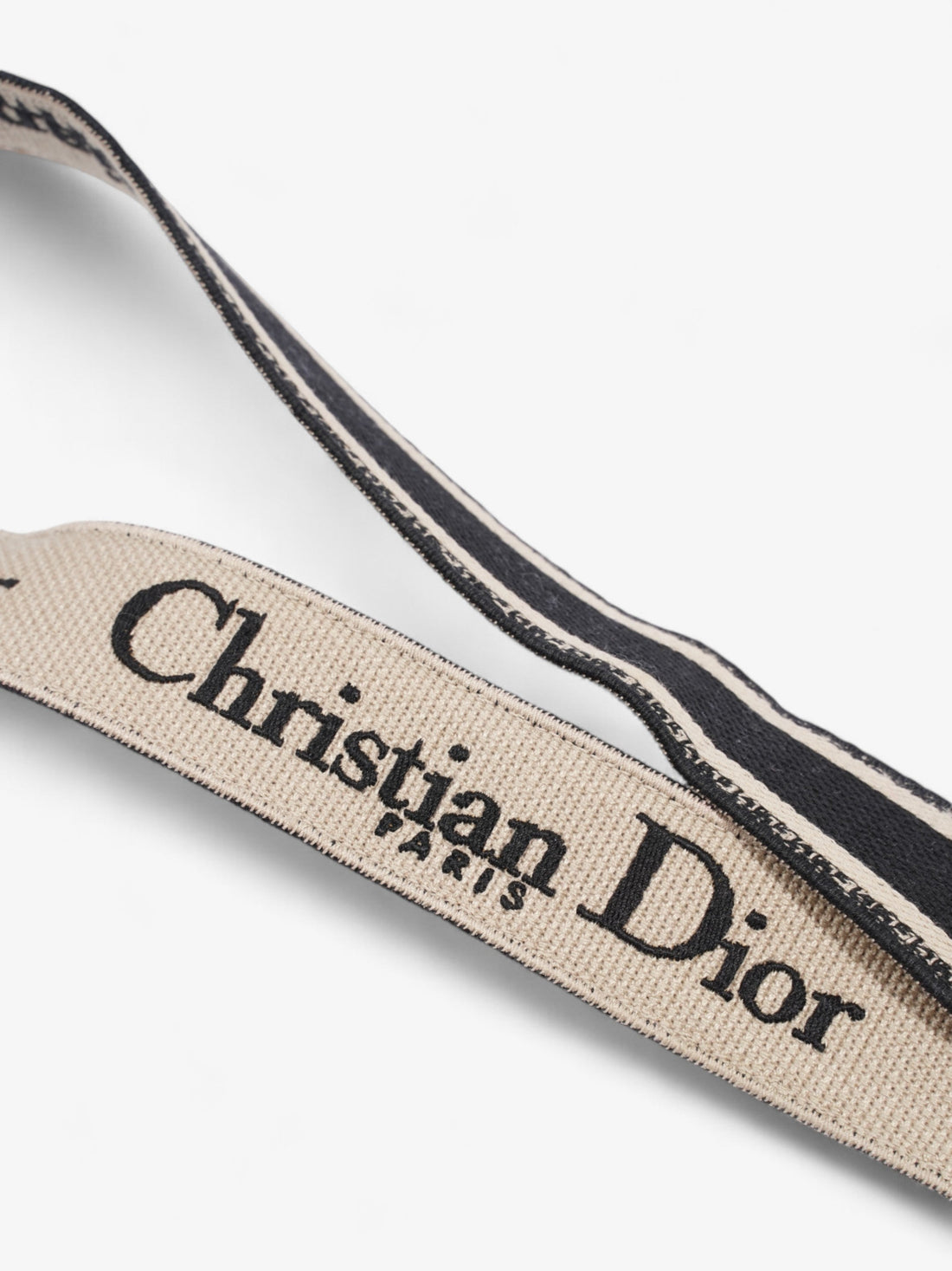 Christian Dior Adjustable Shoulder Strap with Ring Black Oblique Cotton