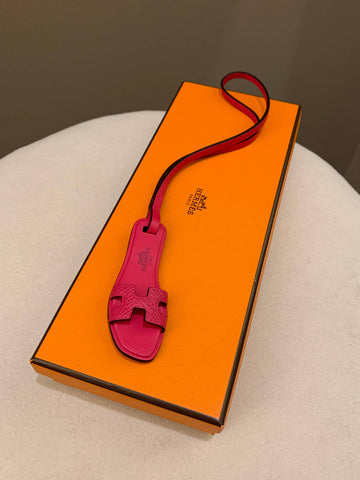 Hermes Oran Bag Charm Rose Mexico Epsom