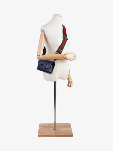 Gucci Horsebit 1955 Blue Calfskin Leather Mini