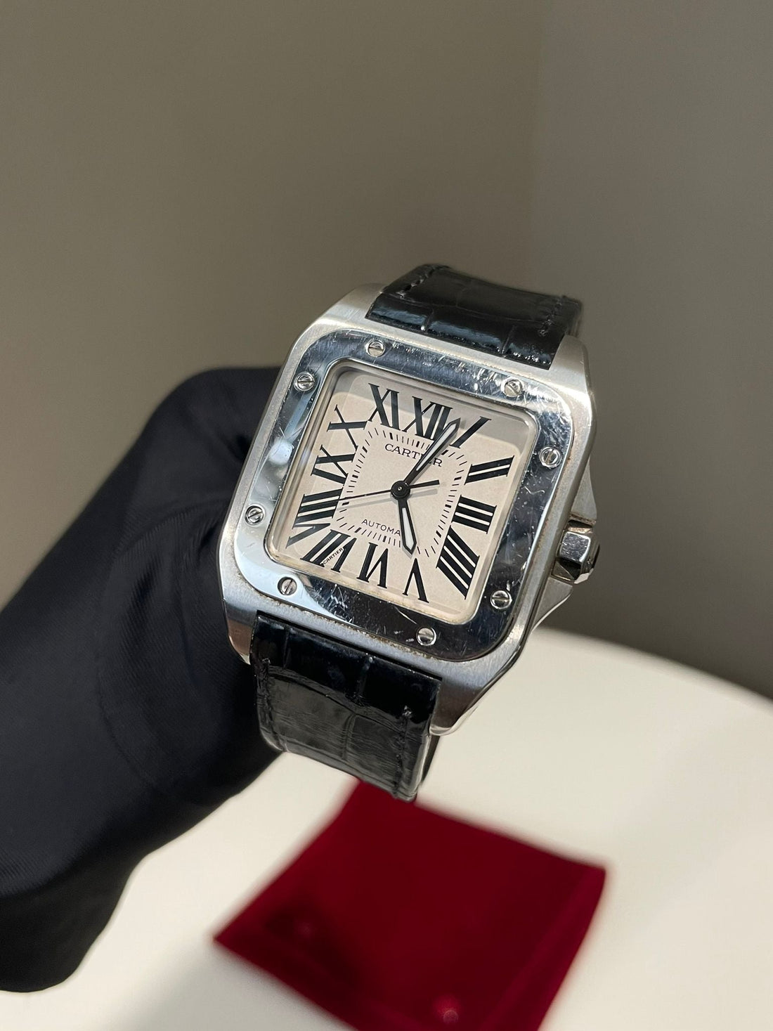 Cartier Santos 100 Medium Watch  White Dial Steel
