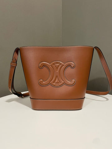 Celine Bucket Cuir Triomphe bag Tan Calfskin
