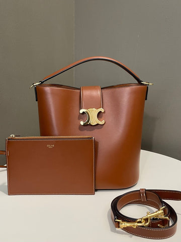 Celine Bucket Louise Tan Brown Calfskin
