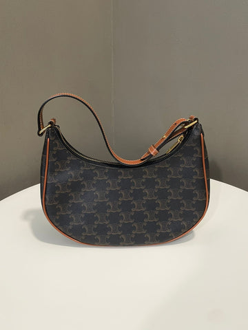 Celine Medium Ava Bag Triomphe Canvas Tan Calfskin