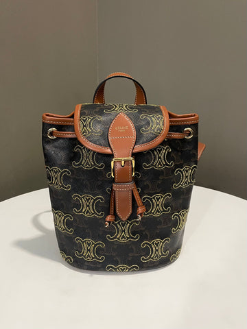Celine Mini Folco Backpack Embroidered Triomphe Canvas / Calfskin