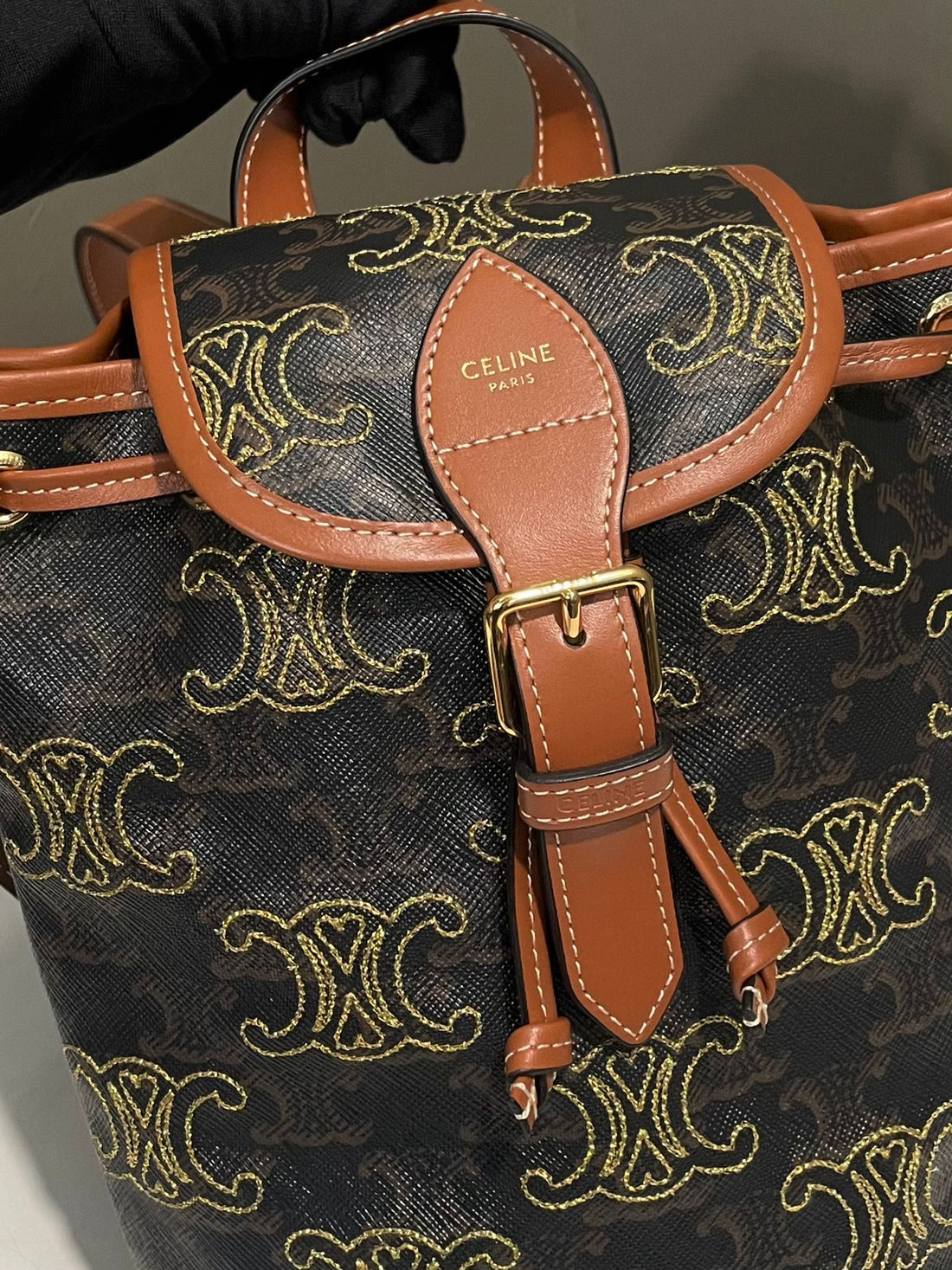 Celine Mini Folco Backpack Embroidered Triomphe Canvas / Calfskin