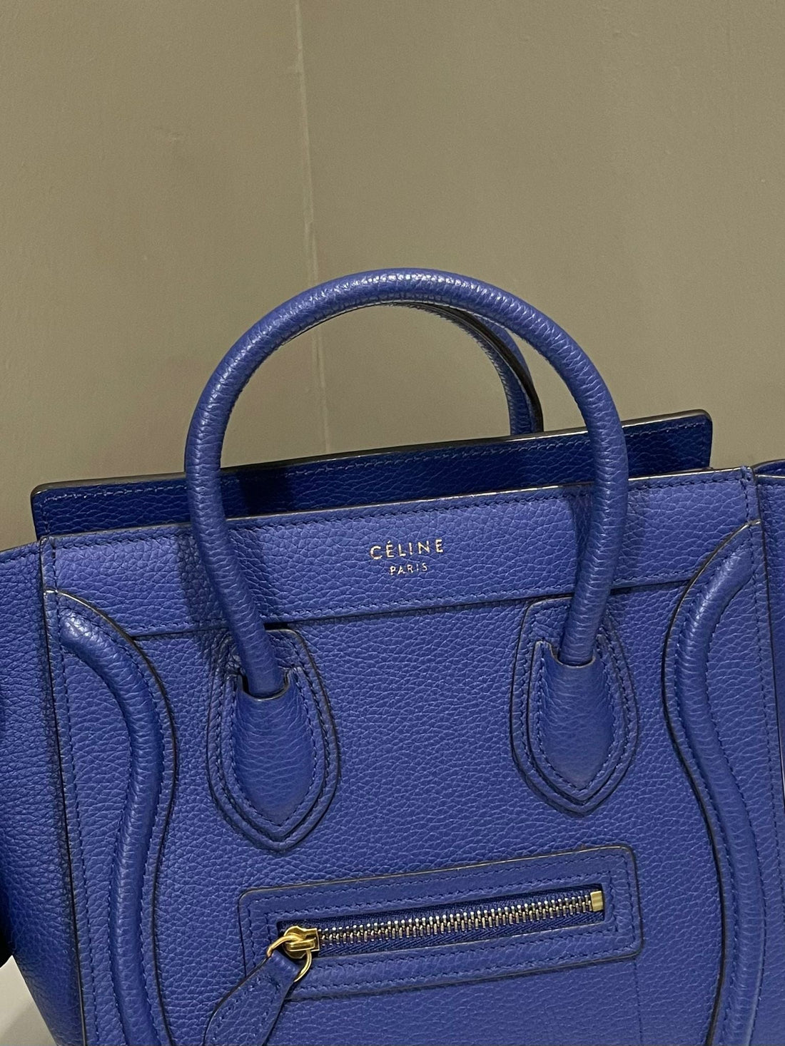 Celine Nano Luggage Tote Bag Electric Blue Grainy Leather