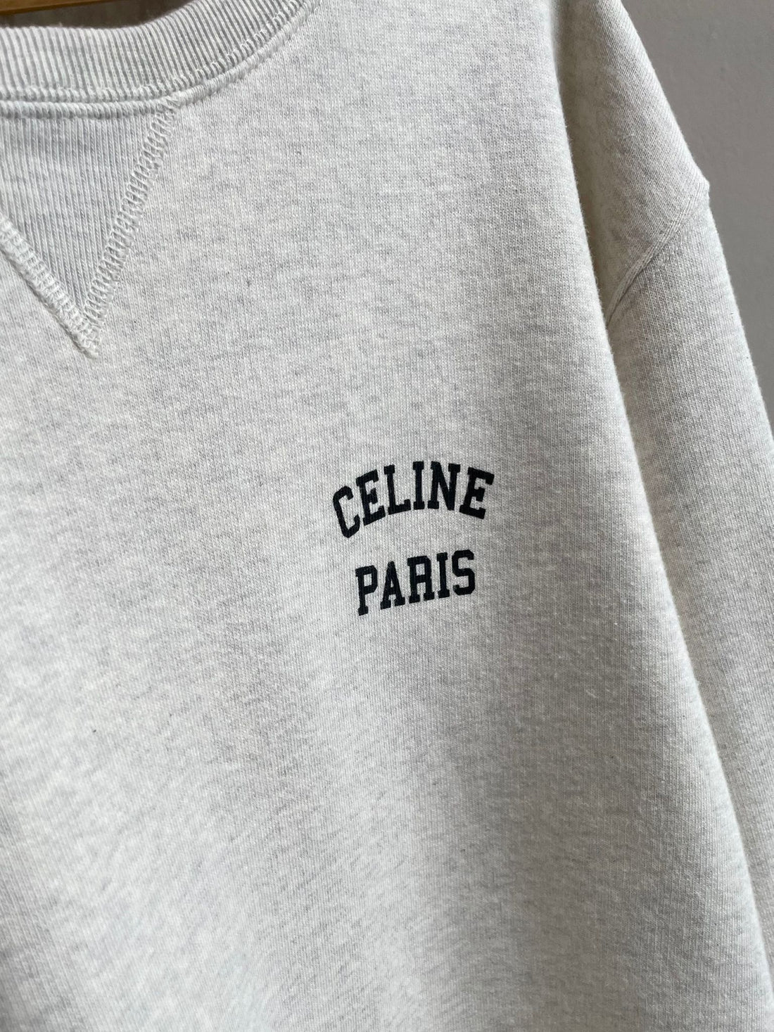Celine Paris Loose Cotton Fleece Sweatshirt Grey / Black