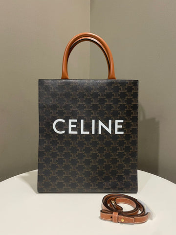 Celine Small Vertical Tote Bag Triomphe Canvas