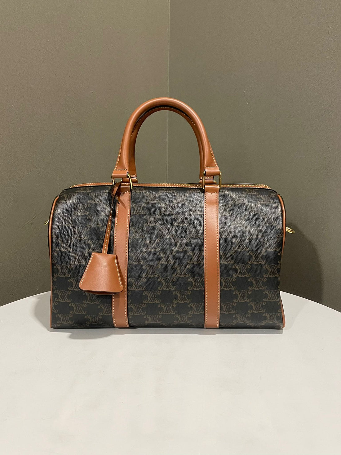 Celine Triomphe Boston Bag Tan Brown