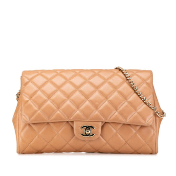 Chanel CC Quilted Lambskin Clutch With Chain