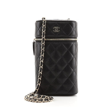 CHANEL Classic Vanity Phone Holder with Chain Quilted Caviar