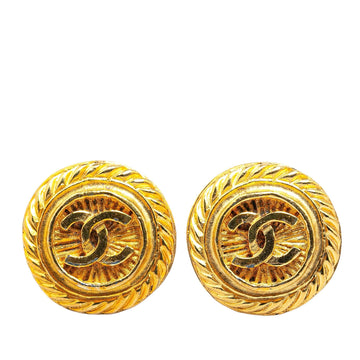 Chanel Gold Plated CC Clip On Earrings