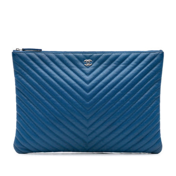 Chanel Large CC Chevron Caviar O Case Clutch