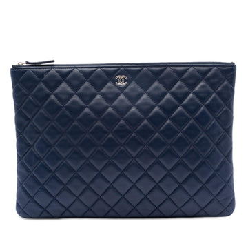 Chanel Large Quilted Lambskin O Case Clutch