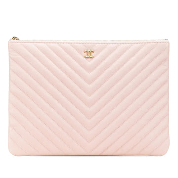 Chanel Medium CC Chevron Caviar O Case Clutch