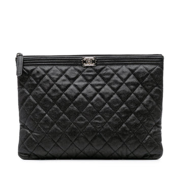 Chanel Medium Quilted Caviar Boy O Case Clutch
