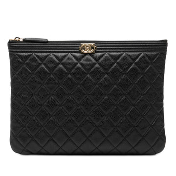 Chanel Medium Quilted Caviar Boy O Case Clutch