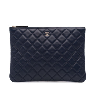 Chanel Medium Quilted Lambskin O Case Clutch