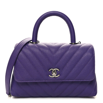 CHANEL MINI COCO HANDLE CHEVRON QUILTED CAVIAR LEATHER BAG