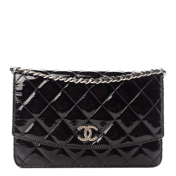 Chanel Quilted Patent Wallet on Chain WOC