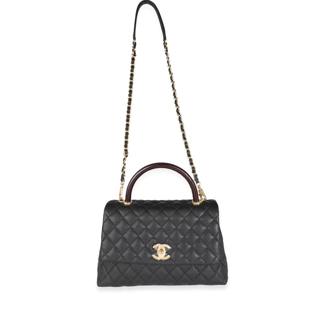 CHANEL CAVIAR QUILTED MEDIUM COCO TOP HANDLE FLAP BAG-HS