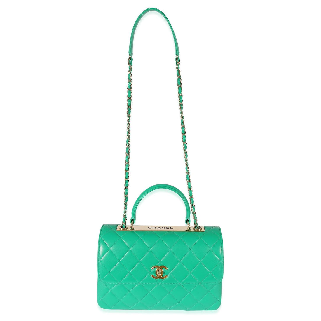 CHANEL QUILTED LAMBSKIN MEDIUM TOP-HANDLE TRENDY BAG