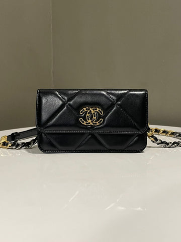Chanel 19 Clutch Belt on Chain Black Lambskin