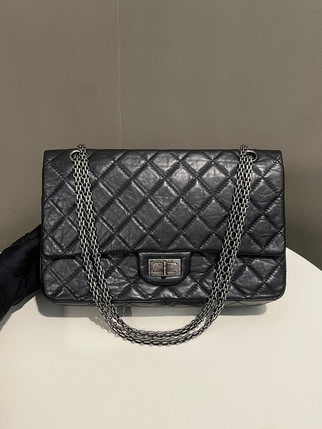 Chanel 2.55 227 Reissue Double Flap Black Age Calfskin