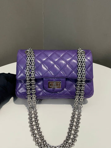 Chanel 2.55 Mini Reissue Double Flap Dark Purple Lambskin