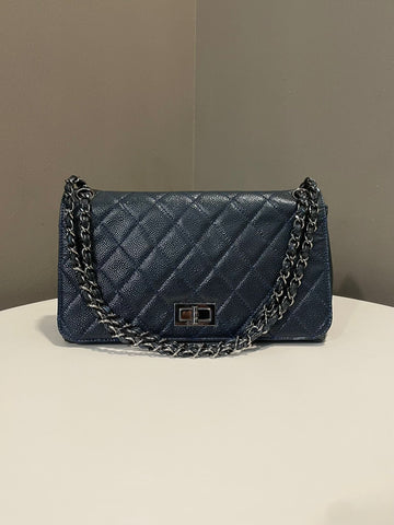 Chanel 2.55 Quilted Reissue Chain Flap Dark Teal Caviar Patent