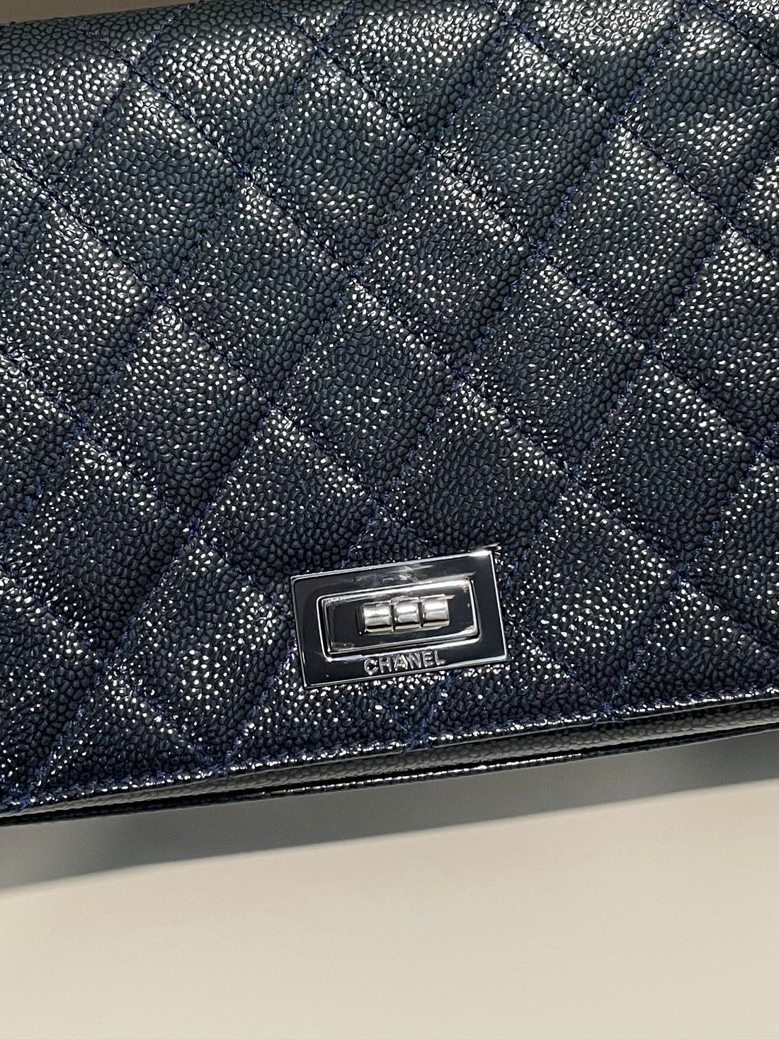 Chanel 2.55 Quilted Reissue Chain Flap Dark Teal Caviar Patent
