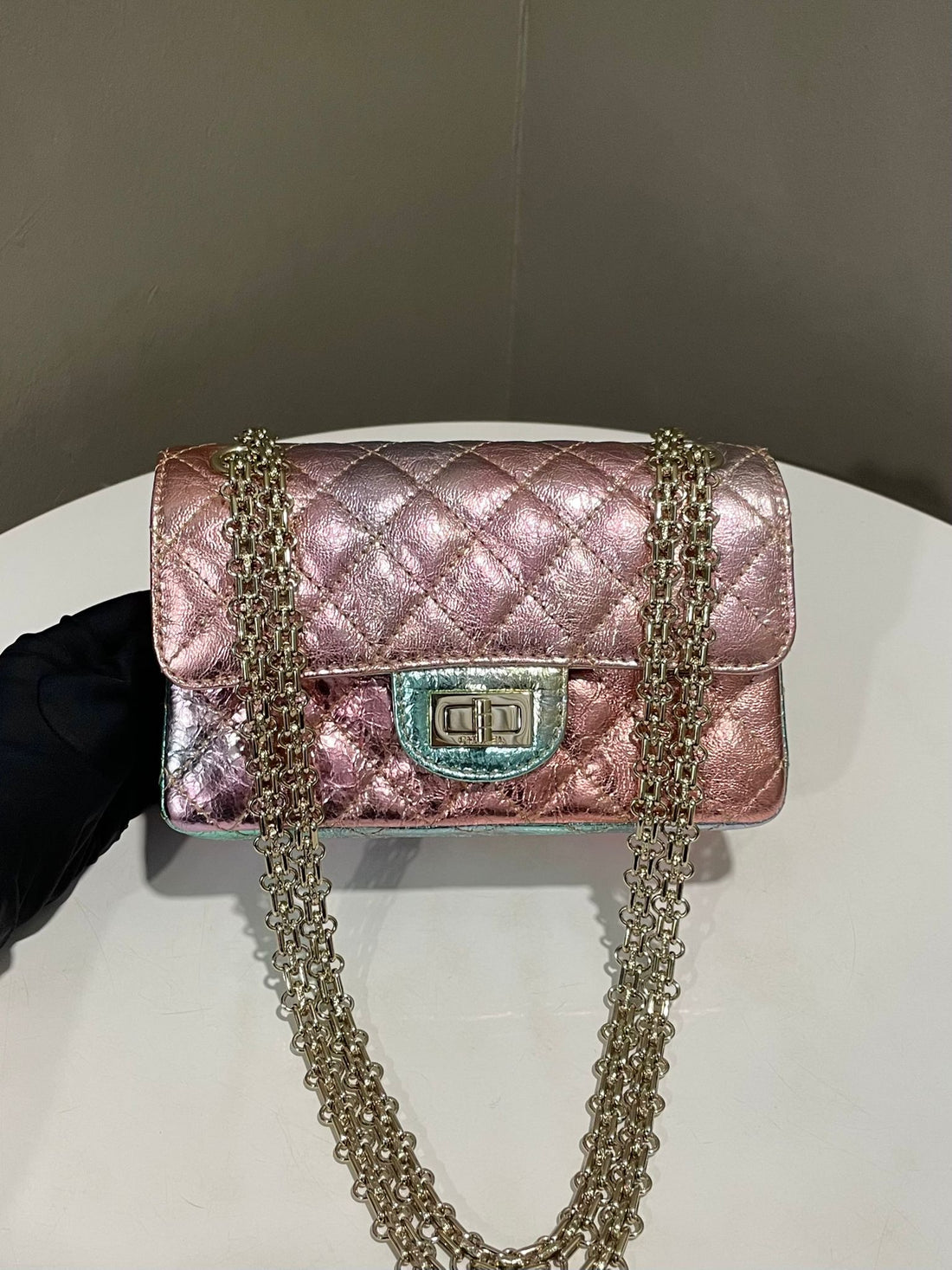 Chanel 20A Mini Reissue 2.55 Bag Rainbow Metallic Aged Leather
