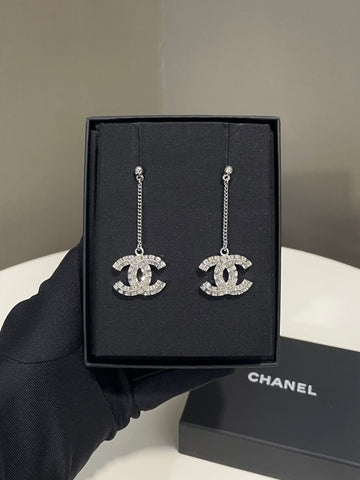 Chanel 20V Dangling Cc Earring Crystal