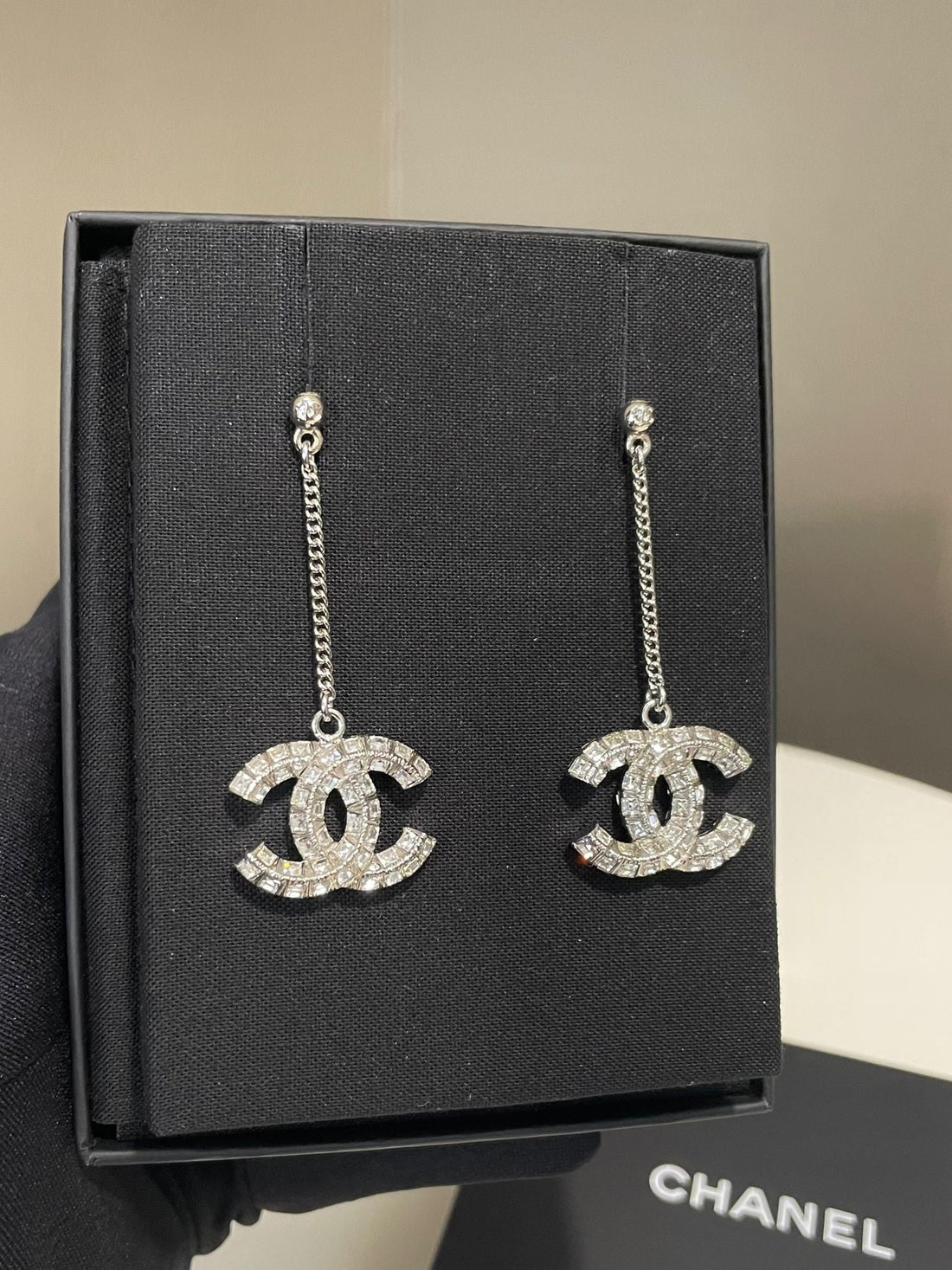 Chanel 20V Dangling Cc Earring Crystal