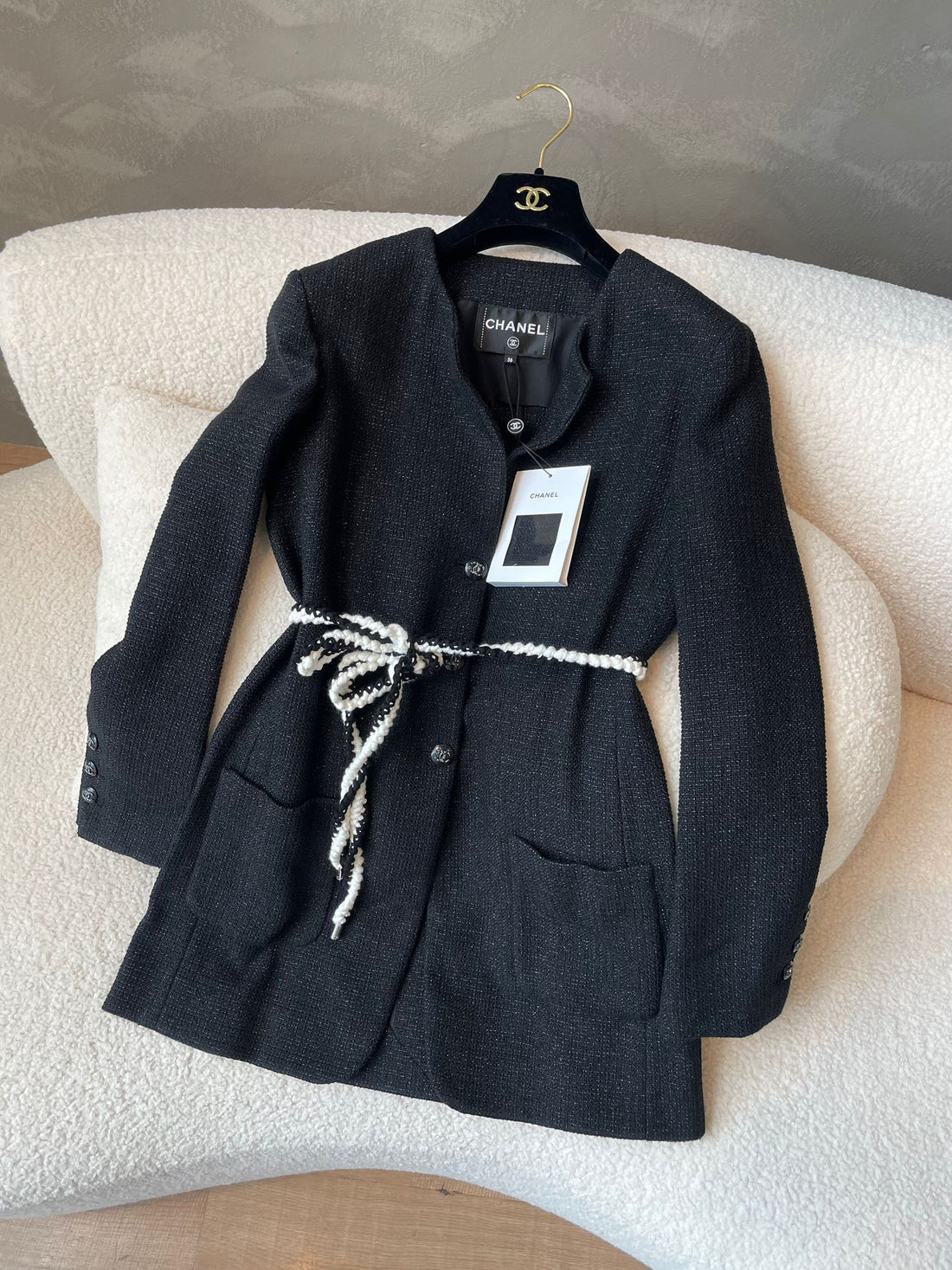Chanel 21C Longline Cc Jacket Black / Shimmer Size 36
