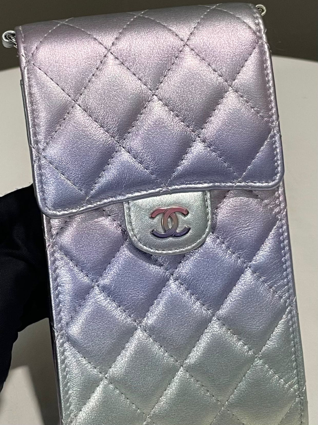 Chanel 21K Phone Pouch Chain Ombre Mermaid Iridescent Rainbow