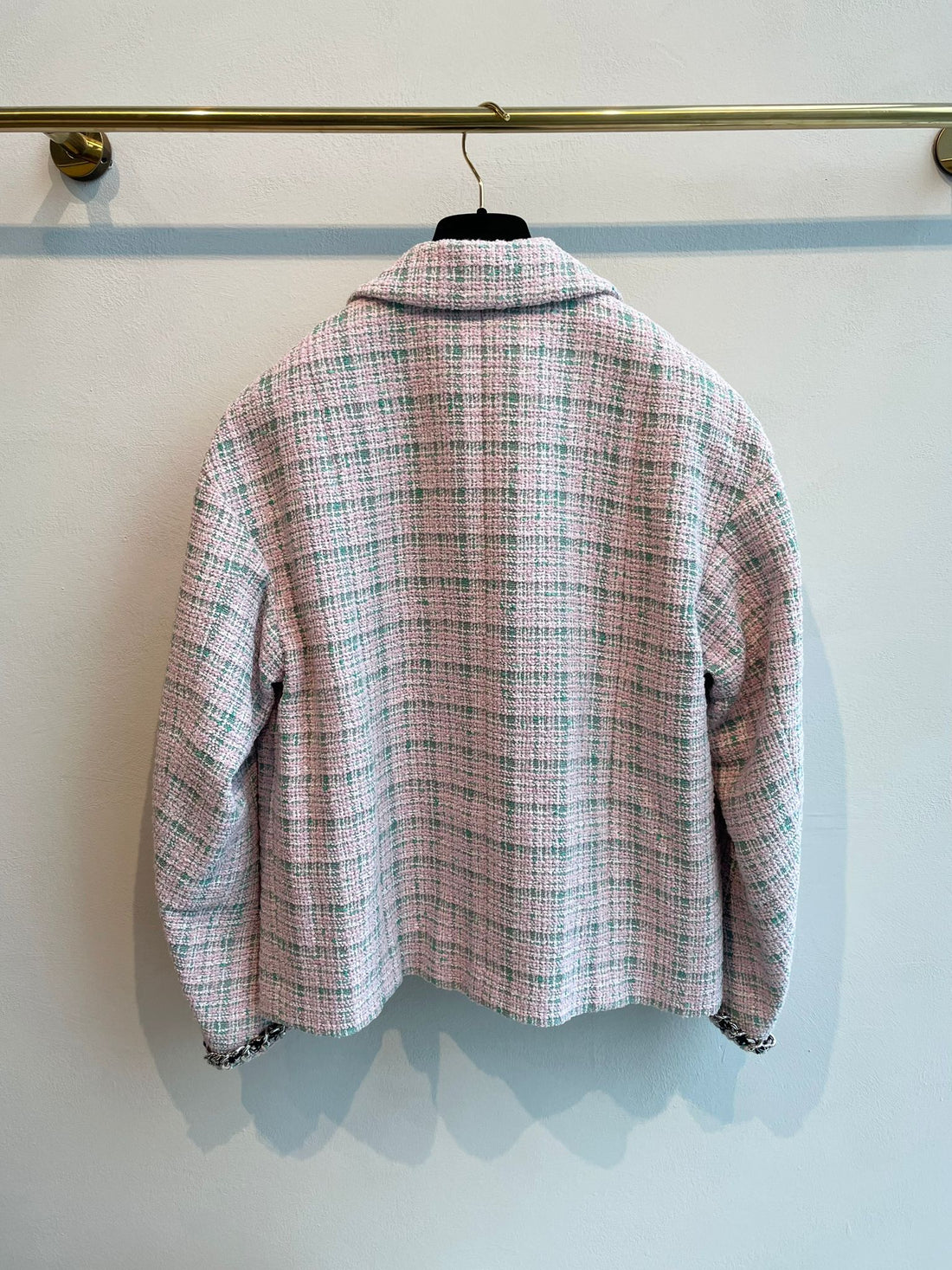 Chanel 21S Cc Tweed Jacket Light Pink / Mint