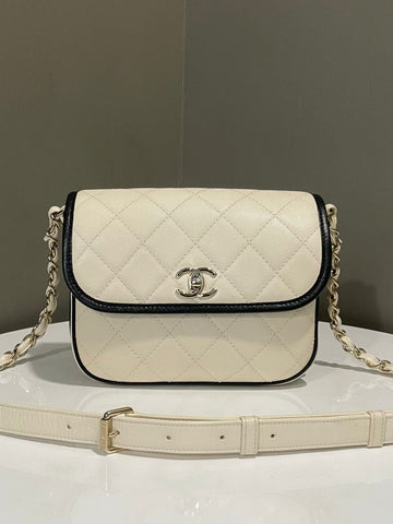 Chanel 21S Messenger Sling Bag  Black / Cream