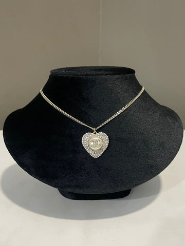 Chanel 22B Heart Crystal Chain Necklace