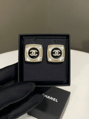Chanel 22C Square Cc Stud Earrings