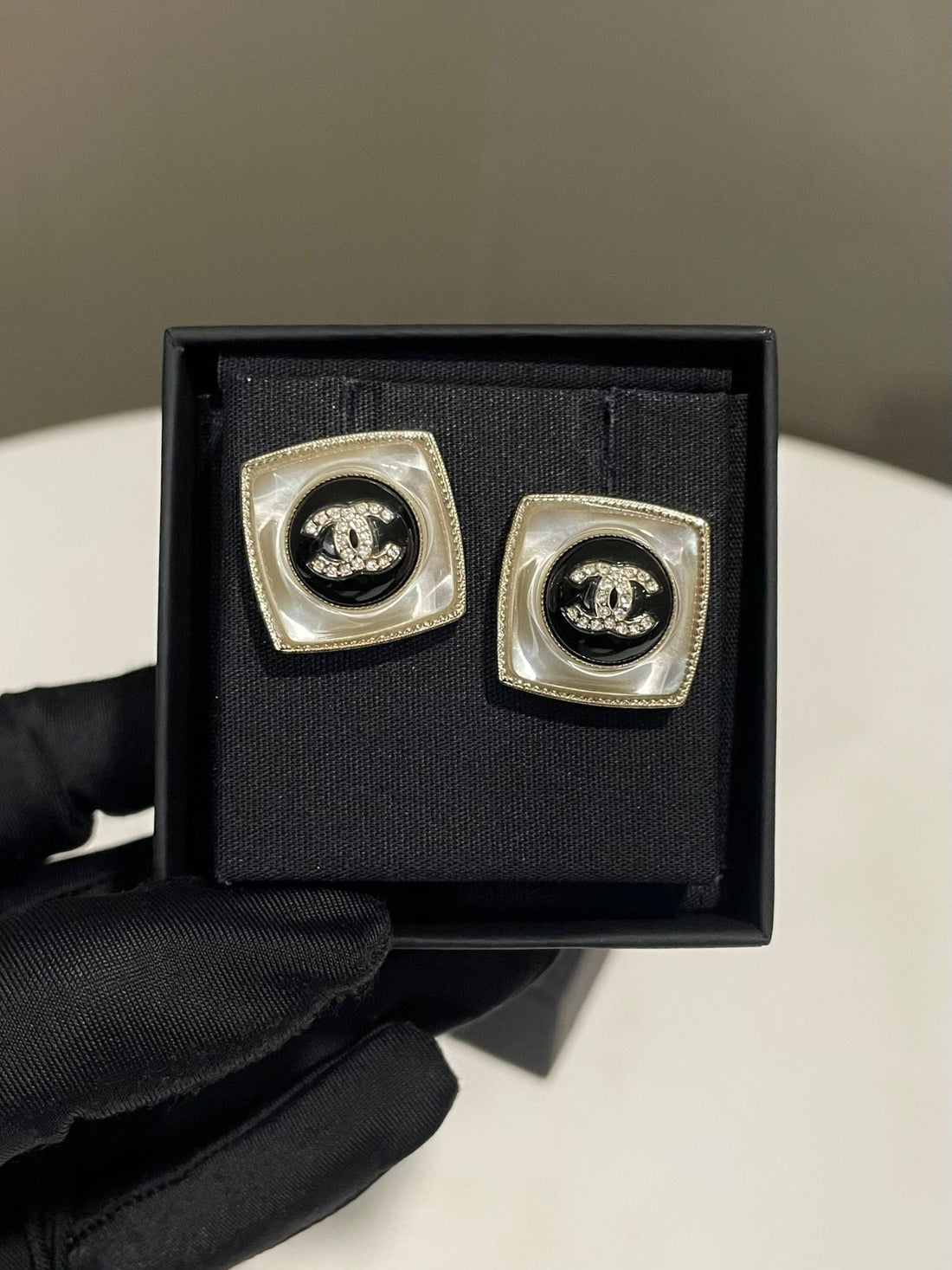 Chanel 22C Square Cc Stud Earrings
