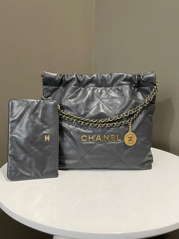 Chanel 22 Small Dark Grey Calfskin