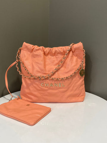 Chanel 22 Small Orange Clair Caviar