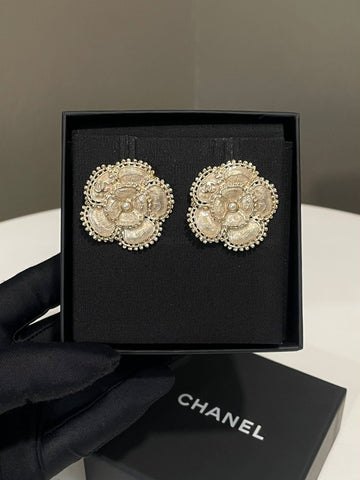 Chanel 23K Camellia Earrings