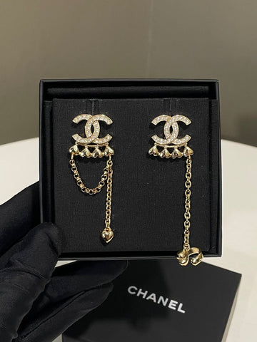 Chanel 23P Cc Drop Heart link Earring