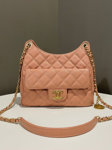 Chanel 23P Hobo Bag Dark Beige Caviar